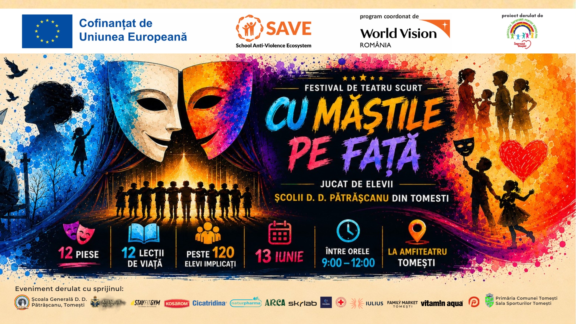 Invitatiile la Festivalul de teatru “Cu măștile pe față”.